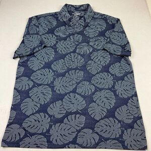 Golf America Mens Polo Shirt Leaf Print Stretch Performance Short Sleeve Large